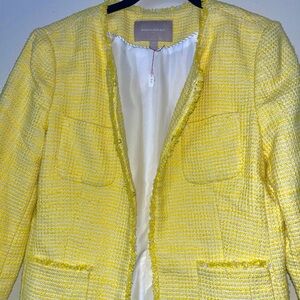 Banana Republic Yellow Tweed Open-Front Jacket